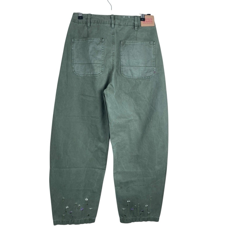 Scotch &‎ Soda Floral-Embroidery Wide-Leg Trousers Pip Womens Green 26/30 Read - Picture 2 of 16